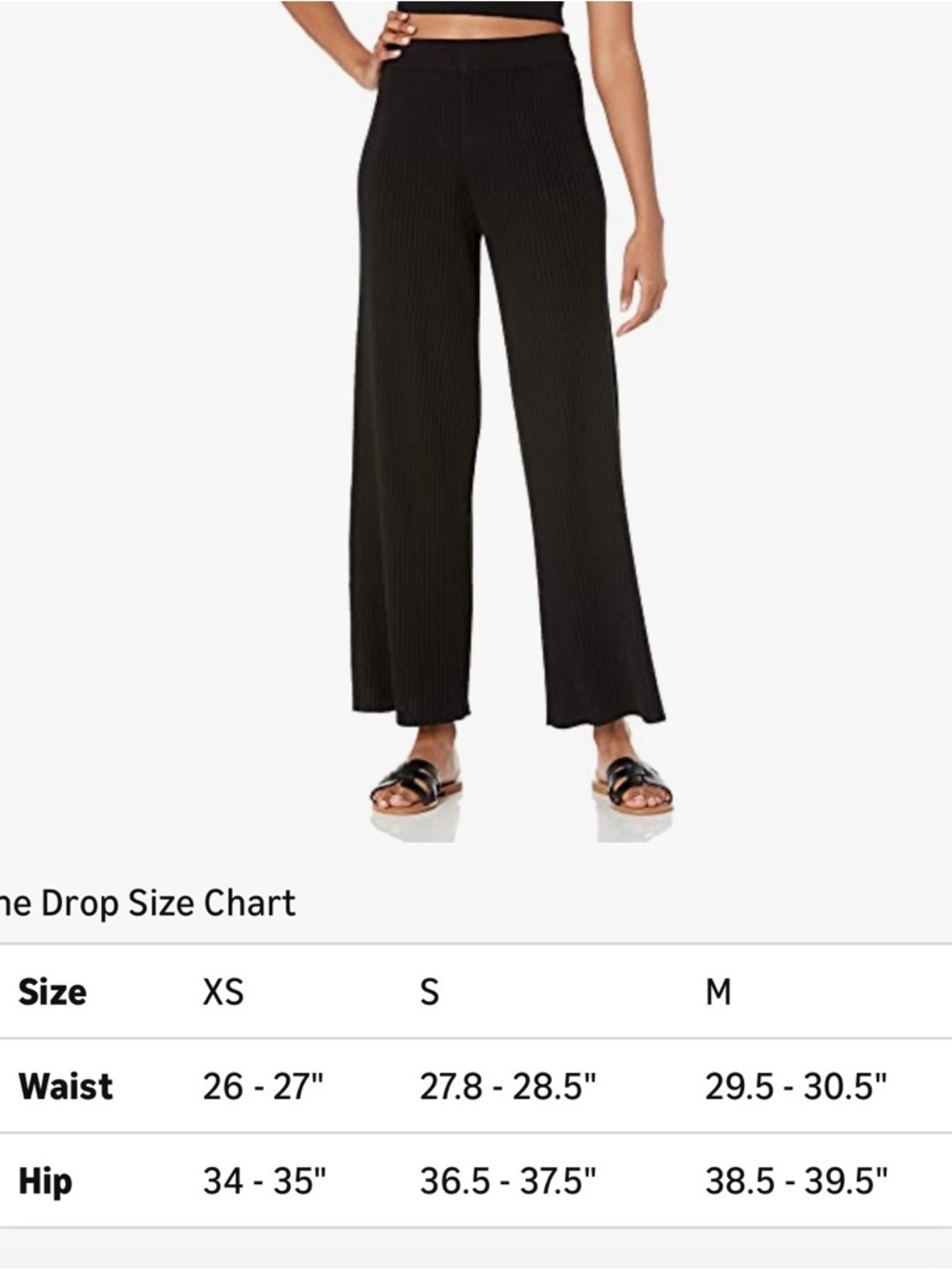 Ribbed Wide-Leg Knit Pants - Black